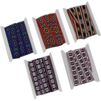 Tissu Brodé Ethnique 18 mm – Ruban Boho pour Sacs