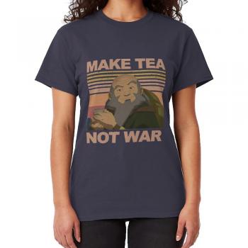 RockShark Camiseta Clásica Haz Té No Guerra Negro M