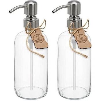 Dicker Klarglas‑Seifenspender Sarajevo – 2 × 500 ml mit gebürstetem Silberpumpkopf