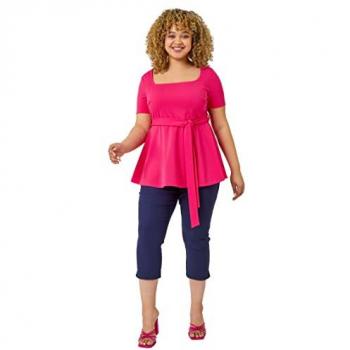 Roman Curve Pink Stretch Peplum Top