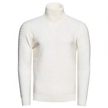 Rusty Neal Herren Rollkragenpullover Feinstrick Biker Stil Weiß