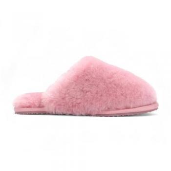Infinity Leather Aurora Pink Warm Fur Mule Slippers – Women's Size 6