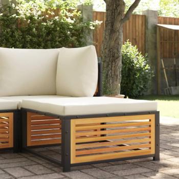 Gartenhocker Akazie mit Kissen 68x68x30 cm