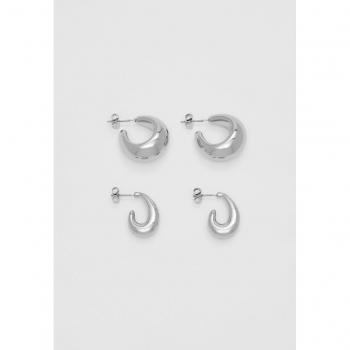 Stradivarius Orecchini a Cerchio Grigio 2 pezzi