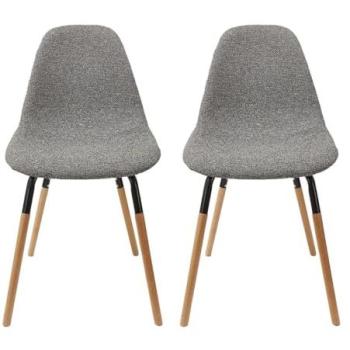 Altobuy Fluk set 2 chaises tissu gris chiné en bois
