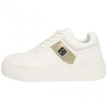 Armani Exchange Off White and Pale Gold Trainers for Women UK Size 3