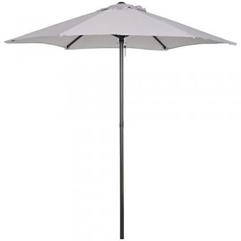 Grande lunette parasol jardin, 1,96 m Ø, toile grise claire et mât en aluminium léger