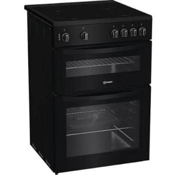 Black 60cm Indesit Dual‑Oven Electric Cooking Range