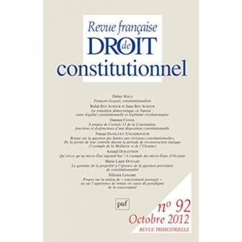 Revue Française De Droit Constitutionnel, N° 92 :