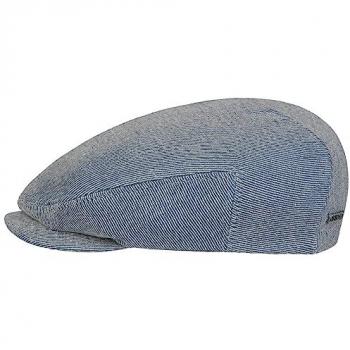 Stetson Martinsburg Light Blue Twill Driver Flat Cap, Size L (58-59 cm)