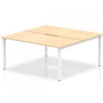 B2B White Frame Bench Desk 1600 Maple 2 Pod BE149