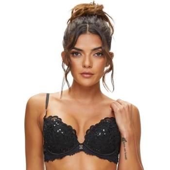 Luxury Black Padded Plunge Bra – 44D