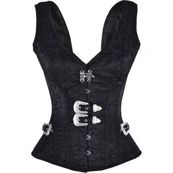 Gothic Plus Size Waist Cincher Corset in Claret Black