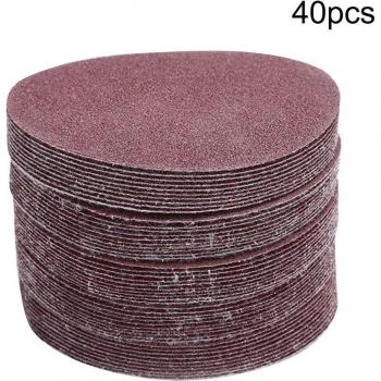 Set de 40 Papel de Lija Redondo 5 (125mm) para Herramienta de Limpieza y Pulido Grano 240-1000