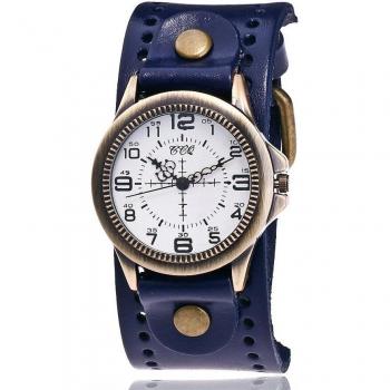 CCQ Klassische Kuhleder Armbanduhr für Männer und Frauen