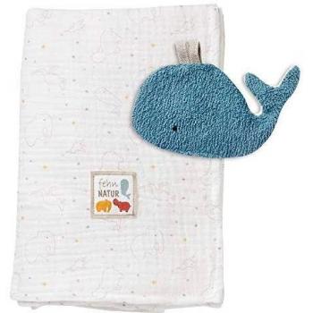 Fehn Babydecke 056365 – Weiche Wal‑Musselin aus Bio-Baumwolle, 135×100 cm
