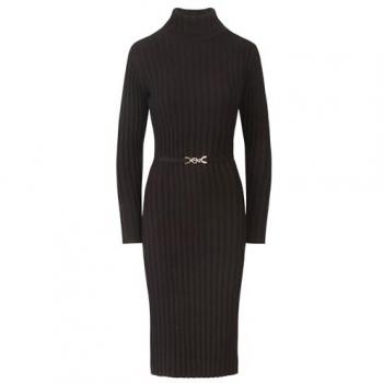 Apart: Midikleid mit Gürtel – Schwarz, Größe 36