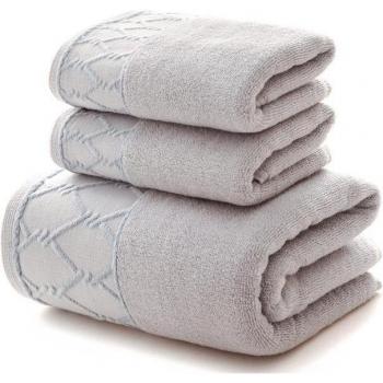 3-Piece Cotton Towel Set: 1 Large Bath Towel & 2 Face Towels, Thick, Soft, Quick-Dry