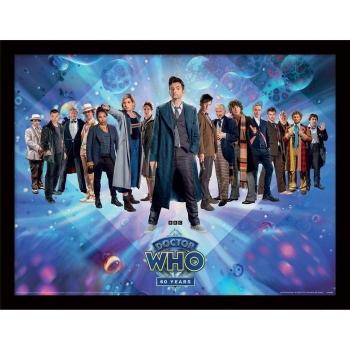 Poster Doctor Who : 60 Ans de Docteurs – Cadre Noir/Bleu, 30 cm