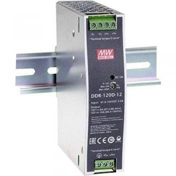 Mean Well DDR-120C-12 Convertitore DC/DC per guida DIN 12 V/DC 10 A 120 W, Num. uscite: 1 x, Contenuto: 1 pz