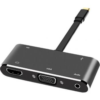 Hub USB C 5 en 1 4K @ 30Hz con HDMI, VGA y PD 60W