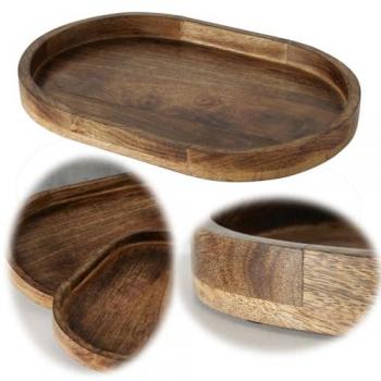 Plateau décoratif Ovolio en bois de manguier – lot de 2