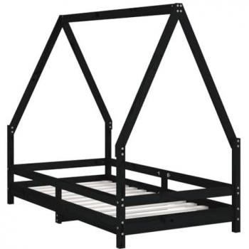 Massivholz Kinderbett Schwarz 80x160 cm