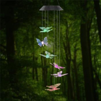 Solar-Powered Color-Changing Butterfly Wind Chime