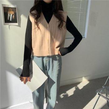 Solid Color Women's Knitted Vest