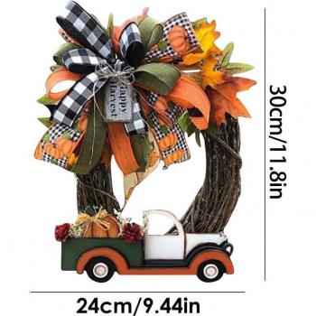 Harvest Season Door Wreath with Artificial Pumpkins