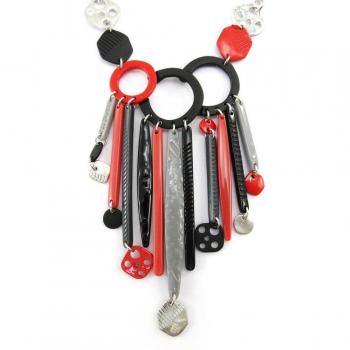 Pimprenelle Collier Noir‑Rouge‑Gris (NOA J3190)