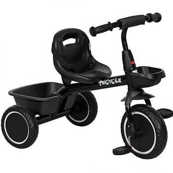 Tricycle noir pour enfant avec ceinture et pédales, 2 à 5 ans