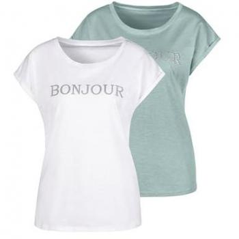 Camiseta VIVANCE en Verde Pastel y Offwhite