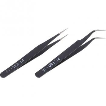 Curved Fine Tip Stainless Steel Tweezers