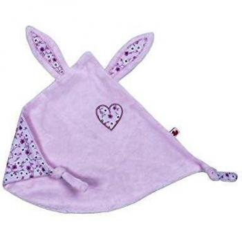 Doudou lapin avec cœur en satin rose