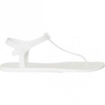 Ecoalf Lyah: Sandalias Planas Blancas con Tira T y Hebilla