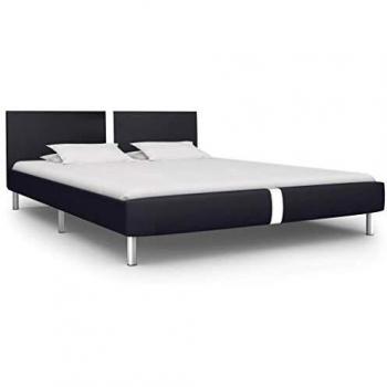 Elegant Black Synthetic Skin Bed Frame – 120x200cm