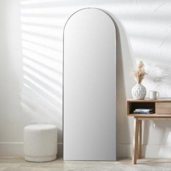 Pacific Lifestyle Brushed Silver Metal Slim Frame Arch Floor Mirror