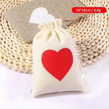 White Khaki Linen Drawstring Bags