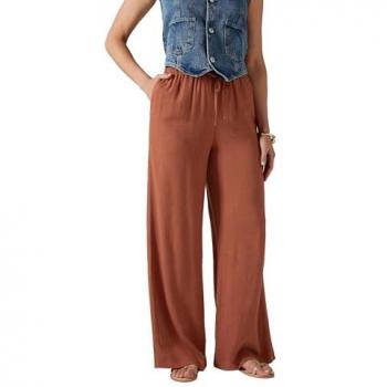 Tall Orange Linen Culottes for Women 16L