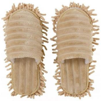 Pantoufles de dépoussiérage en molleton de corail rayé