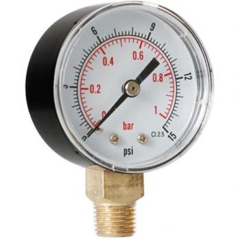 1/4 BSPT Vertical Pressure Gauge 52mm 15-300 PSI & Bar
