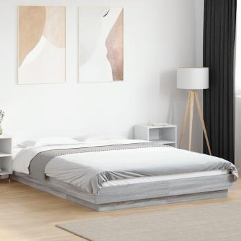 VidaXL modernes Bettgestell mit LED Grau Sonoma 120x190 cm