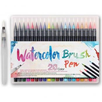 20-Color Soft Brush Marker Set for Coloring Books