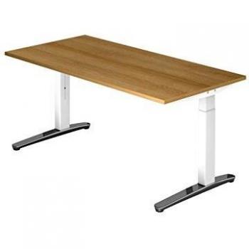 C-Fuß Schreibtisch 160x80cm Eiche/Weiß
