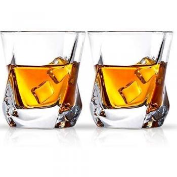 Verres à Whisky Cooko, Tasses en Verre Luxe, Ensemble de 2 Tasses pour Vin, Cocktails ou Jus