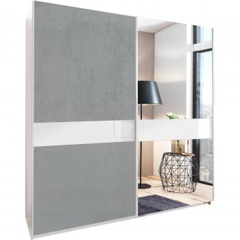 White and Grey Mirror Wardrobe