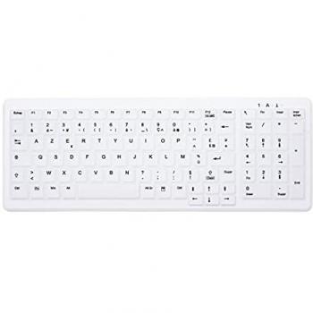 Tastiera Cherry AK‑C7000 AZERTY con connettività 2.4 GHz e porta USB – Bianco