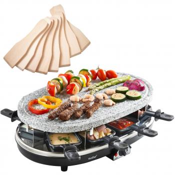 VonShef 8‑Person Outdoor Raclette Grill with Variable Temp, 8 Mini Pans & Spatulas