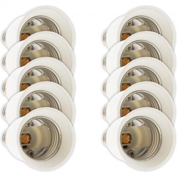 Ensemble de 10 adaptateurs de douille E14 vers E27 – Zenitech – Blanc